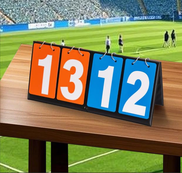 LIUSM 4-Digital Portable Table Top Scoreboard Flipper, Multi Sports Score Flip Scoreboard Score Keeper