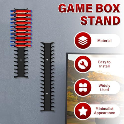 6 Pack Video Game Storage Wall Mount Game Case Holder, Heavy Duty Metal Wall-Mounted Media Storage Shelves for PS, Xbox, DVD, Switch Game Organizer, Holds up to 108 Disc Boxes