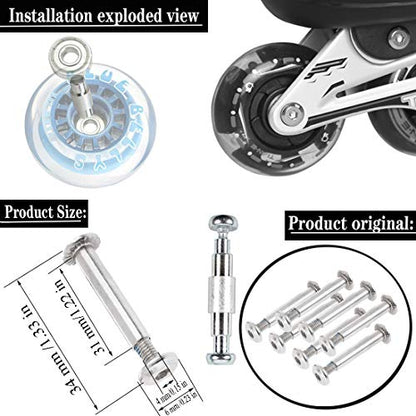 Inline Skate Wheel 15/64" Shaft Hex Socket Screw - color: 10pack-Silver