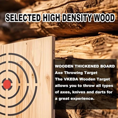 Wooden Axe Throwing Target with Handle & Chain Knife Throwing Target with KnifeThrowing with Steel Chain