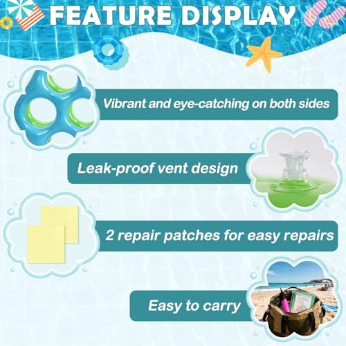 Cyfie Inflatable Floating Pool Toss Game Set with Balls and Pump for Teens Adults, Portable Hexagon Summer Swimming Pool Water Toy for Beach Party Family Backyard Pool Lake Game Travel Vacation - color: Blue-green