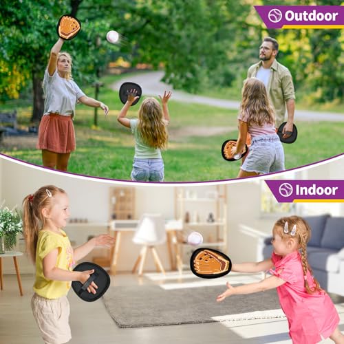 SpringFlower Catch and Toss Game, Outdoor Sport Game Toy for Toddlers Kids, Stick Ball Catch Set Toy Gifts for Boys & Girls,Kids Baseball Beach Outdoor Indoor Pool Game - style: Brown