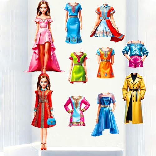 Magnetic Dress Up Paper Doll,Magnet Princess Dress Up Dolls for Girls Ages 4-7 Kids,Travel Activities Road Trip Car Ride Interactive Learning Created Imagine Set Birthday Gift (K Set) - color: K Set