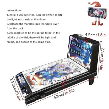 Retro Arcade Electronic Tabletop Pinball Machine - Desktop Ball Shooting Game with Vibrating Bumpers, LED Lights Sound Effects | Portable Mini Pinball | Gift for Ages 4+