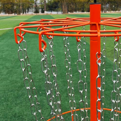 Disc Golf Basket - Portable Disc Golf Target with Heavy Duty 24-Chains Come with 6pcs Disc Golf Discs and Carry Bag, Ground Stake -Suitable for Players of All Levels - Multi Color Available - style: Basic-Orange- 6 Pcs