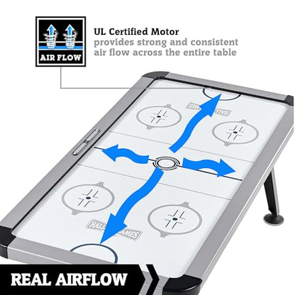 Hall of Games Air Hockey Table, Indoor Arcade Gaming Sets with Electronic Score Systems, Perfect for Family Game Rooms - style: 7 Ft. - Arctic Rush