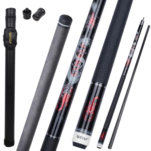 CUEELF Carbon Fiber Pool Cue Stick Leather Wrap Professional Low Deflection Billiard Cue Stick 12.5mm Carbon Fiber Technology Pool Cue - color: CA-SC-RED