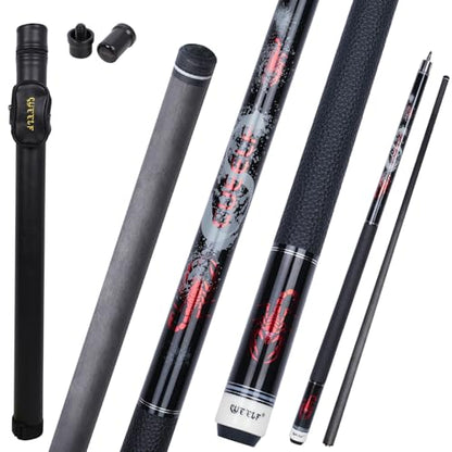CUEELF Carbon Fiber Pool Cue Stick Leather Wrap Professional Low Deflection Billiard Cue Stick 12.5mm Carbon Fiber Technology Pool Cue - color: CA-SC-RED
