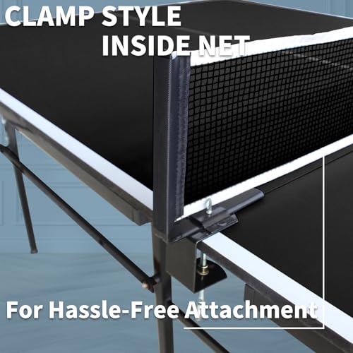 Ping Pong Table Foldable Indoor 8/8.5/9FT Single Player Playback Mode Game Set with Paddles and Balls - color: Black-9x4.1FT