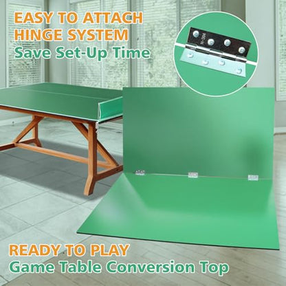8.5Ft Green Mid-Size Ping Pong Conversion Foldable & Portable Table Tennis Table for Indoor Games - Green - Professional - Indoor Games - Fun
