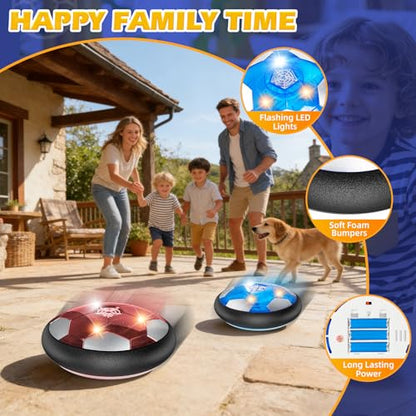 2Pcs LED Hover Soccer Ball Indoor Toys for 3-12 Year Old Boys Girls Christmas Birthday Gifts for 3 4 5 6 7 8 9 10 Years Old Kids Air Floating Soccer Toy Toddler Games Foam Bumper