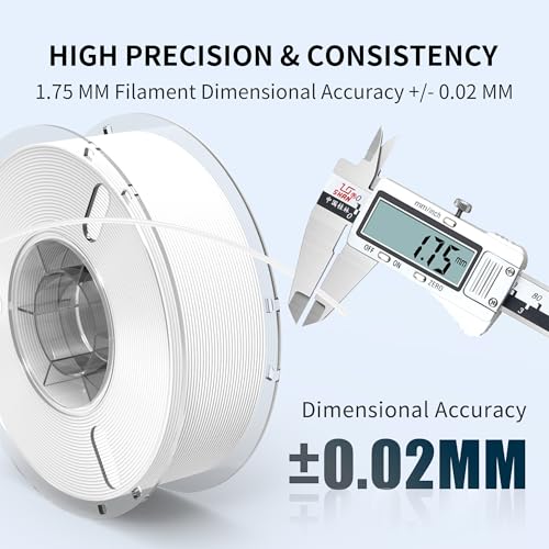 RAMBERY White PLA+ 3D Printer Filament 1.75mm 4kg Spool, Toughness Upgraded 3D Printing Filament, Neatly Wound Fit Most FDM Printers, 1KG X 4 Spools - color: Pla+ White, size: 4kg