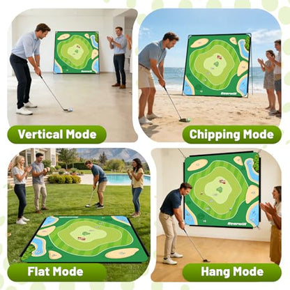 Bearwill Golf Chipping Game 70×70'', Outdoor Backyard Game Beach Golf Game for Adults, Heavy-Duty Metal Base, 32 Velcro Balls, Golf Gifts for Golfers
