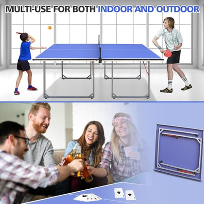 6 Foot Foldable Table Tennis Table with Net and Paddles for Indoor Outdoor Play
