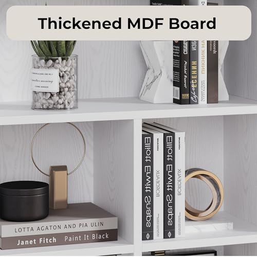 IRONCK Bookshelf with Doors, Book Shelf with Storage Shelves, 74.6 in Tall Bookcase for Home Office, Living Room, Bedroom, White - color: White