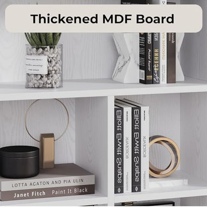 IRONCK Bookshelf with Doors, Book Shelf with Storage Shelves, 74.6 in Tall Bookcase for Home Office, Living Room, Bedroom, White - color: White