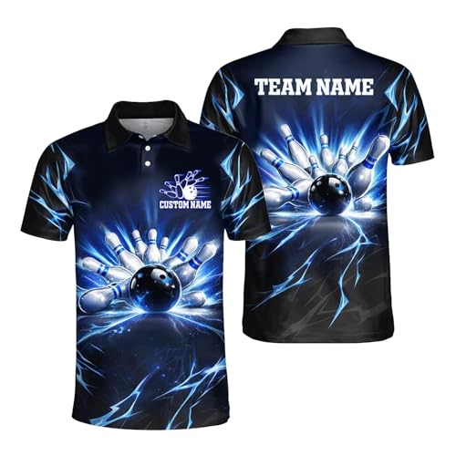GABITA Personalized Bowling Jerseys for Men, Custom Bowling Polo Shirt, Bowling Shirts Gift for Bowler Team Player - color: A57
