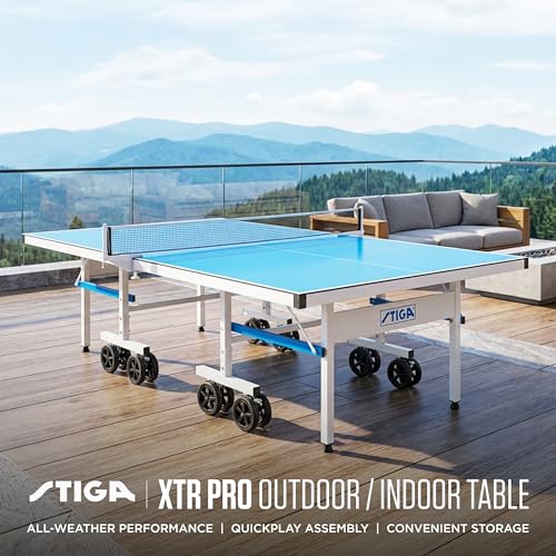 STIGA Outdoor Table Tennis Table – All-Weather Waterproof Aluminum Ping Pong Table with Net & Post, QuickPlay Assembly, 108" L x 60" W x 30" H - style: XTR Pro
