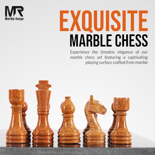 Marble Chess Set 15" Inches Black & Golden with Storage Box and 2 Extra Queen Handmade Classic Board Games for Adults, Luxury Marble Chess Board & Chess Pieces for Gifts - color: Black & Golden