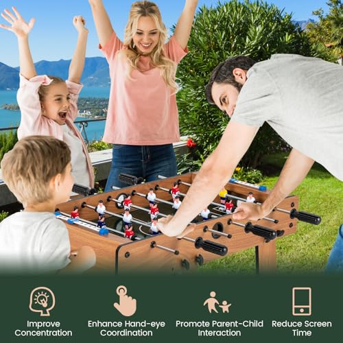 Giantex Folding Foosball Table, Space Saving Arcade Table Soccer with Durable Handle, 2 Balls, Scoreboard for Adult & Child, Soccer Table Game for Party, Group Building Activities, Bar, Game Room