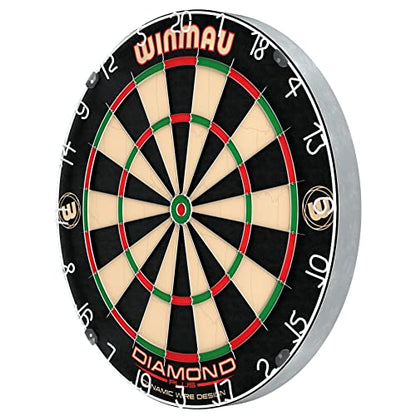 WINMAU Diamond Plus Dartboard - PDC Tournament Dart Board with High-Density Sisal & Reduced Bounce-Out Wiring - Available as Board Only, Surround Set or Cabinet Set with Steel Tip Darts