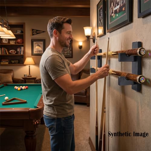 Pool Stick Holder Wall Mount Pool Stick Rack Billiard Cue Racks | Solid wood, horizontal display and storage of 2 billiard clubs on the wall (1 pair) - color: 1 pair