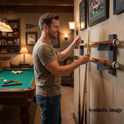 Pool Stick Holder Wall Mount Pool Stick Rack Billiard Cue Racks | Solid wood, horizontal display and storage of 2 billiard clubs on the wall (1 pair) - color: 1 pair