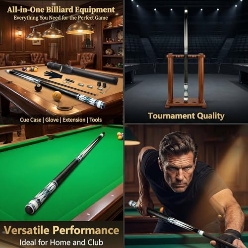 Tai ba cues Pool cue Stick + Hard Case, Multi-Weight System, Multilayer Leather Tip -12.5/11.5mm, 58", Hardwood Canadian Maple Professional Billiard Cue Stick - color: CUE KIT WITH CARBON SHAFT