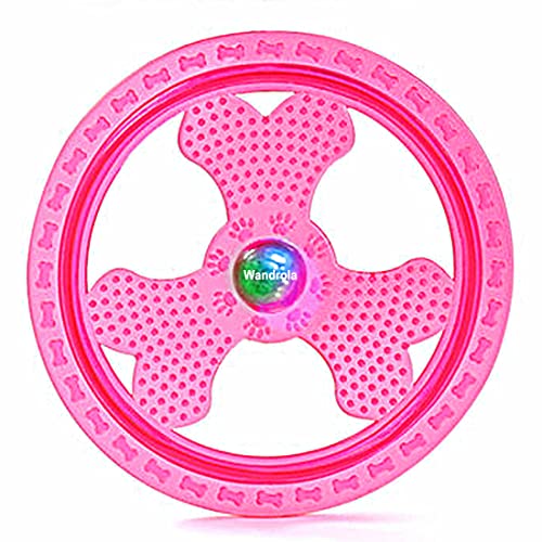 Flying Disc Dog Sport Toy with Flashing LED Lights, Light Up Pet Disk for Ultimate Night Time Play, Pink - color: Pink
