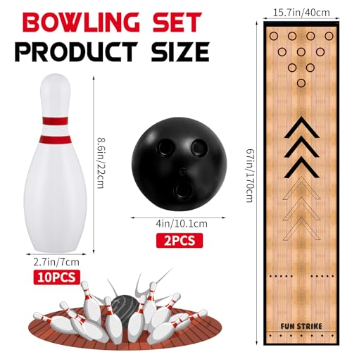 Mini Bowling Set Indoor Outdoor Indoor Bowling Set with Guide Arrow Mat Gold and Silver Medal Backpack Dispensing Suitable for Family Friends Family Party Entertainment