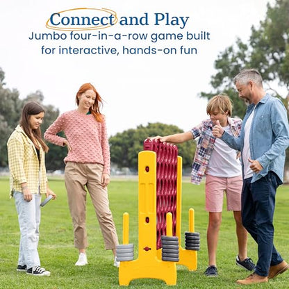 ECR4Kids Jumbo 4-to-Score Giant Game with 42 Rings and Reset Sliders, Kids Games, Cardinal, Gold - color: Cardinal/Gold
