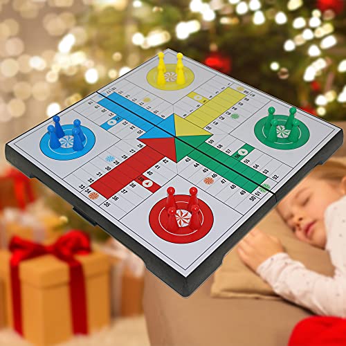 Ludo Game Board Set -9.5”, Magnetic Folding Travel Classic Strategy Game (Rounded Corner) - style: Rounded Corner