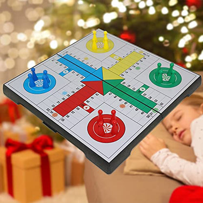 Ludo Game Board Set -9.5”, Magnetic Folding Travel Classic Strategy Game (Rounded Corner) - style: Rounded Corner
