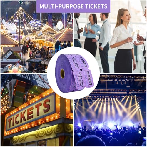 L LIKED Raffle Tickets Double Rolls 1000 Per Roll 50/50 Raffle Tickets for Events,Carnivals, Entry, Class Reward, Prizes(Purple) - color: 1000 Purple