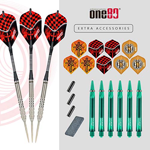 ONE80 90% VHD Steel Tip Tungsten Dart, Professional Barrel Style with Extra Flights, Shafts and Sharpener Gift Box Packaging - style: D-24g