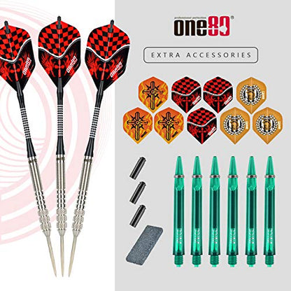 ONE80 90% VHD Steel Tip Tungsten Dart, Professional Barrel Style with Extra Flights, Shafts and Sharpener Gift Box Packaging - style: D-24g
