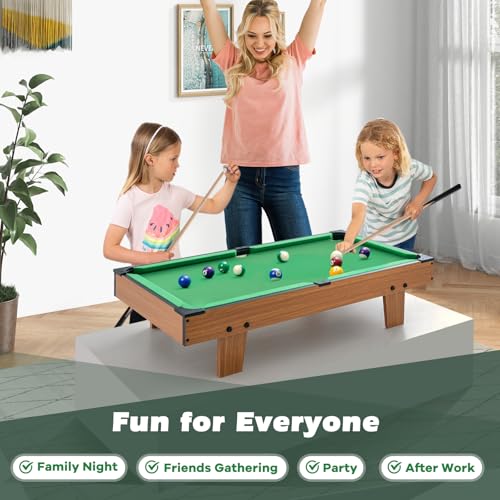 Giantex 4-in-1 Multi Game Table, Combo Foosball Game Table Top w/Billiards, Ping Pong, Push Hockey for Home, Game Room, Family Night & Arcade, Wood Combination Game Table Set for Adults - color: Natural