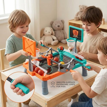 Tabletop Basketball Shooting Game - Duel & Score Fun for 2 Players, Interactive Family Game Night with Mini Hoops and 10 Balls - Basketball Shooting