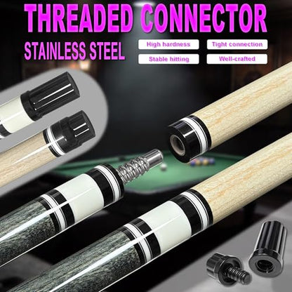 HomeSeason Pool Cue Stick 58" Professional Billiard Canadian Maple Pool Stick with Leather Case & 13mm Tip, 18/19/20/21oz for Adults Pro Player - color: 21oz(Black)