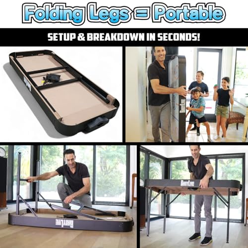 PartyLife 54" Portable Air Hockey Table w/Folding Steel Legs & Optional LED Lights - NEW & Improved - Powerful Motor, Smooth Surface, Very Sturdy - City Team Edition - color: Calgary, style: w/ LED Lights