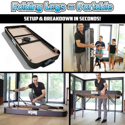 PartyLife 54" Portable Air Hockey Table w/Folding Steel Legs & Optional LED Lights - NEW & Improved - Powerful Motor, Smooth Surface, Very Sturdy - City Team Edition - color: Columbus, style: w/ LED Lights