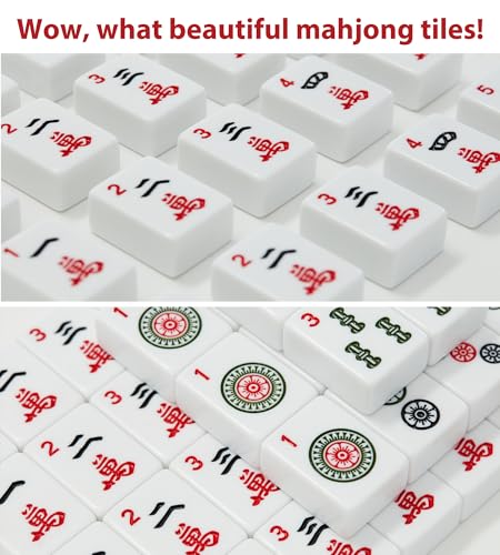 166 American Mahjong Tiles Only with Portable Carrying Storage Box & 3 Dice, 1.2" Mahjong Set for Party, Play with Friends Family (Green) - color: Green