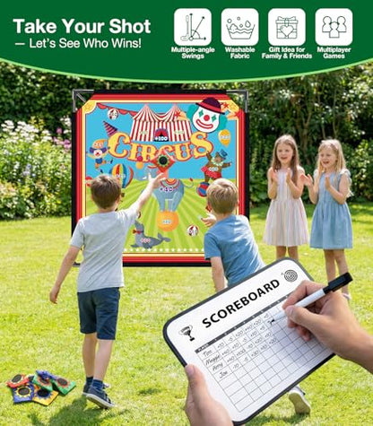 Golf Chipping Outdoor Game, 71'' x 71'' Portable Battle Golf Game Set, Double-Sided Hitting Mat for Indoor & Outdoor Family Fun, Great Gift for Adults, Juniors & Beginners (20 Sticky Balls)