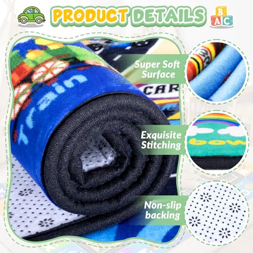 Car Rug Playmat, City Road Map Kids Rug, Educational Learning Play Mat, Soft Non-Slip Machine Washable ABC Alphabet Carpet for Bedroom Nursery Preschool Classroom - color: Racing Route, size: 3' x 5' (Rectangular)