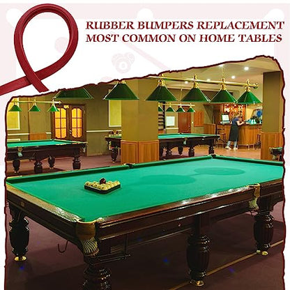 Syhood Set of 6 K66 Rubber Bumpers Pool Table Bumpers Replacement Pool Table Rail Cushions 8 Foot Billiard Rail Rubber Cushions for Pool Table Accessories - color: Red