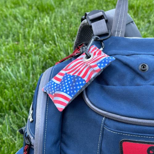 HYZER HOUND DISCS Disc Golf Chalk Bag | Dry Your Hands in the Heat of Summer | Attaches to Bag with a Carabiner | Improve Your Hand Grip for Consistency | Essential Disc Golf Accessories | Chalk - color: USA Flag