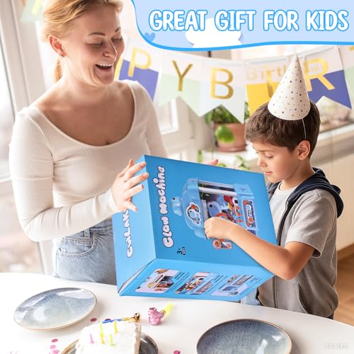 CWLAKON Claw Machine for Kids Boys Dinosaur Toys, Mini Vending Machine with Sound & 20 Mini Toys, Large Candy Grabber Prize Dispenser Electronic Arcade Games, Christmas Birthday Gifts for Boys, Blue - color: Blue