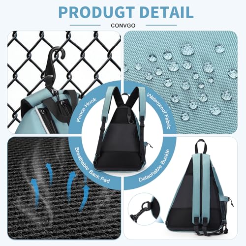 Pickleball Bag for Women Men, Adjustable Pickleball Backpack, 2 in 1 Sports Sling Bag for Pickleball Tennis - color: Blue Grey