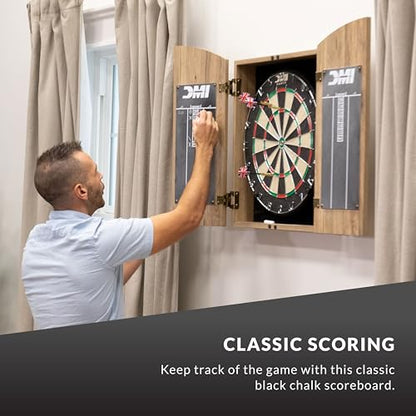 DMI Sports Dublin Bristle Dartboard Cabinet Set - style: Rustic Tan Finish