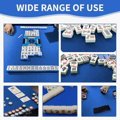 Mahjong Mat, Mahjong Table Mat with Black Carrying Bag,Rubber Anti Slip Game Mat and Noise Reducing Table Cover for Mahjong,Dominoes,Poker,Card,Board Games Table Mat (Blue, 31.5 Inches) - color: Blue